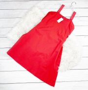 Cos Apron Dress With Woven Straight Fit Square Cut Neck Straps in Red  Size XS