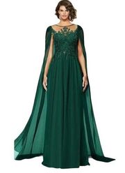 NWT JJ's House Embroidered Sequin Evening Gown Maxi Dress Green Women's Size 2