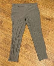 Hue Womens Tummy Control Pull On Ankle Zip Skinny Pants Size L Gray