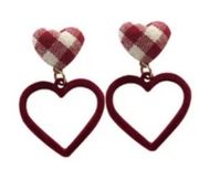 New Red Velvet Heart Dangle Earrings