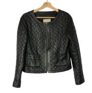 Hinge Black Quilted Leather Full Zip Moto Jacket M