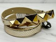 Vince Camuto Metallic Gold Genuine Leather Belt Size Medium M Womens