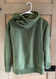 Army Green Scoop Neck Hoodie