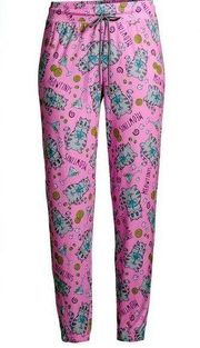 Briefly Stated Pink Kitty Cat Martini Meowtini Joggers Pull On Sleep Pants 2X