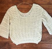 Free people open knit cropped spring soft sweater size xs