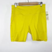 Alpine Design Yellow Fitted High Rise Bike Shorts Activewear Womens Size Large