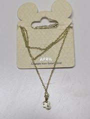 NWT  Parks April Swarovski Birthstone Mickey Necklace