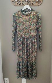 Ginger G Long Sleeve Midi Floral Dress Sz Large