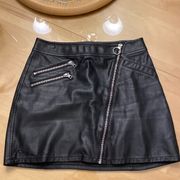 zipper detail faux leather mini skirt