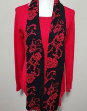 Cable & Gauge red coordinating scarf crewneck sweater size small