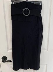 Rue21 Y2K High Waisted Belted Black Bodycon Midi Skirt Women’s Size S Approx