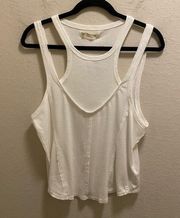 Free People  We The Free White Double Tank Top Size XL New With Tag