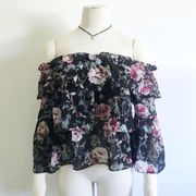 Off Shoulder Layered Floral Ruffle Top