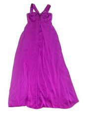 Jill Stuart Dress Womens 0-2 X Small Purple Crepe Cutout Long Gown Strapless