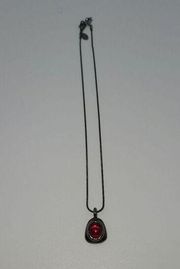 Express Gunmetal with Red stone pendant necklace.