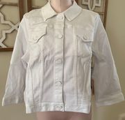 Women’s Size 0X  White 3/4 Slim Trucker Jacket