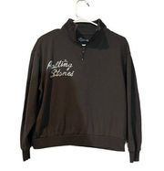 The Rolling Stones Quarter Zip Cropped Sweatshirt Women's Size Small