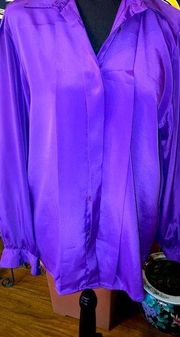 Vintage women’s size 14 purple long sleeve button up blouse