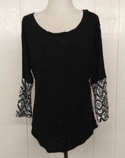 Self Esteem  - Ladies XL - Long Sleeve Scoop T-Shirt Black w/ Geometric Back