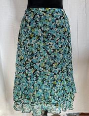 Christopher & Banks blue floral print skirt size small.