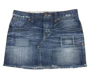 Denim Mini Skirt Sz 27 Raw Hem Blue