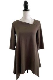 Chalet Tunic Top Shark Bite Asymmetrical Hemline Dark Gray Women’s Size Small