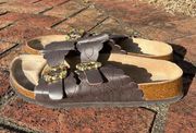 Birkenstock Betula By Birkenstocks Brown Embellished Double Strap Sandals Women's 39