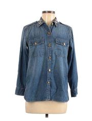 Current Elliott Denim Chambray Studded Collar Shirt Size 2 6-8