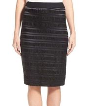 Revolve Bobeau High Rise Black Ribbed Pencil Skirt Textured Formal Small