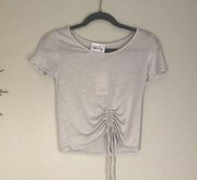 ✨ Sadie & Sage Gray Ribbed Front Tie Top Small NWT