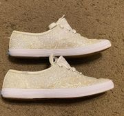 Keds x Kate Spade New York Champion Womens Ivory Glitter Sneakers WF57835 Size 6