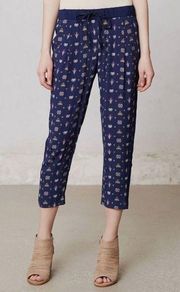 LEIF NOTES By ANTHROPOLOGIE Cropped Paisley Method Trousers‎ Pants Blue Size 6