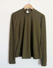 Aria Mock Neck Top in Dark Olive