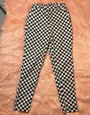 Hot Topic Black And White Checker Print High Rise Pants Size XS