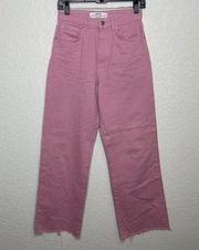 STRADIVARIUS Bubble Gum Pink High Waist Wide Leg Mom Jeans Size 4 Barbiecore