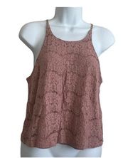 Monteau Women Camisole Top Straps Lace Overlay Lined M Rose Pink Boho Festival