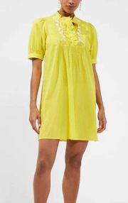 NWT FRENCH CONNECTION Alowie Lawn Embroidered Tuck Dress In Blazing Yellow