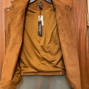 Express Faux Suede Brown Rust Women Zippered Fashion Vest Small NWT
