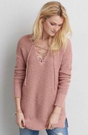 ✨HP✨Sadie&Love Pink Blush Knit Tie Front Sweater✨