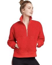 Joy Lab Sherpa Fleece Pullover Jacket Red