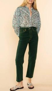 $210 NWT RE/DONE 70S ULTRA HIGH RISE STOVE PIPE WASHED EVERGREEN JEANS SZ 25
