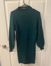 Long Sleeve Green Sweater Dress