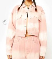 Pink Tones Tie Dye Boxy Denim Jacket