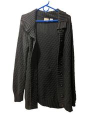 O’Neill Women’s  Black Cotton Knit Collared Cardigan Size Large