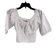 Daisy Street White Cropped Blouse New Small