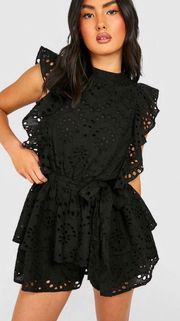 Boohoo Black Eyelet Romper