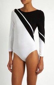 NEW Pepper Mayne XS Contrast Seamless Bodysuit Black White Colorblock Leotard