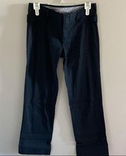 Vince Linen Navy Straight Leg Dress Pants with Button Detail Size 2