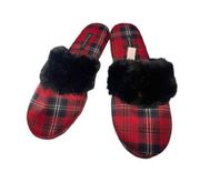 NWT Victoria’s Secret Faux Fur Red Plaid Bed Slippers Large