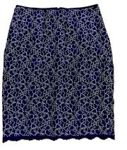 DVF Diane Von Furstenberg Lace Pencil Skirt, Color Navy Blue/ White, Size 6